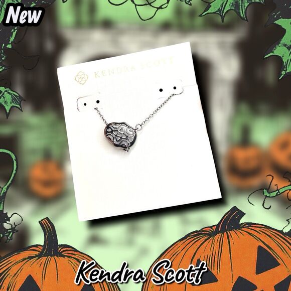 New Kendra Scott Skeleton Silver Mother of Pearl Pendant Necklace - Picture 3 of 5